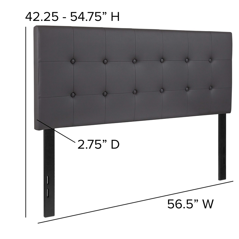 Pemberly Row Contemporary Upholstered Full Panel Headboard in Gray