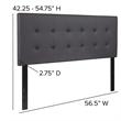 Pemberly Row Contemporary Upholstered Full Panel Headboard in Gray