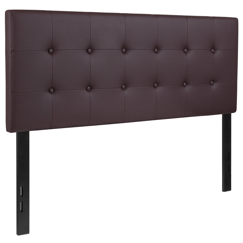 Pemberly Row Contemporary Upholstered Full Panel Headboard in Brown