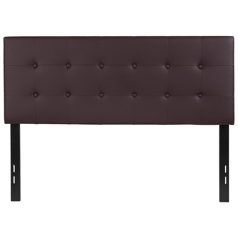 Pemberly Row Contemporary Upholstered Full Panel Headboard in Brown