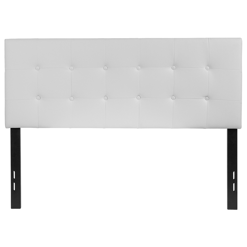 Pemberly Row Contemporary Upholstered Full Panel Headboard in White