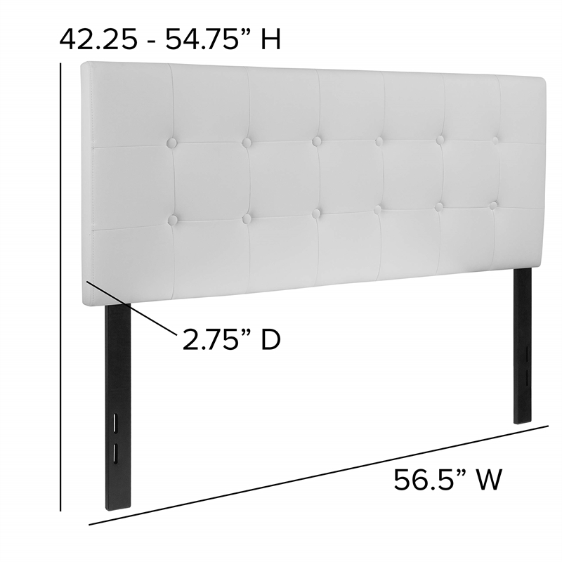 Pemberly Row Contemporary Upholstered Full Panel Headboard in White
