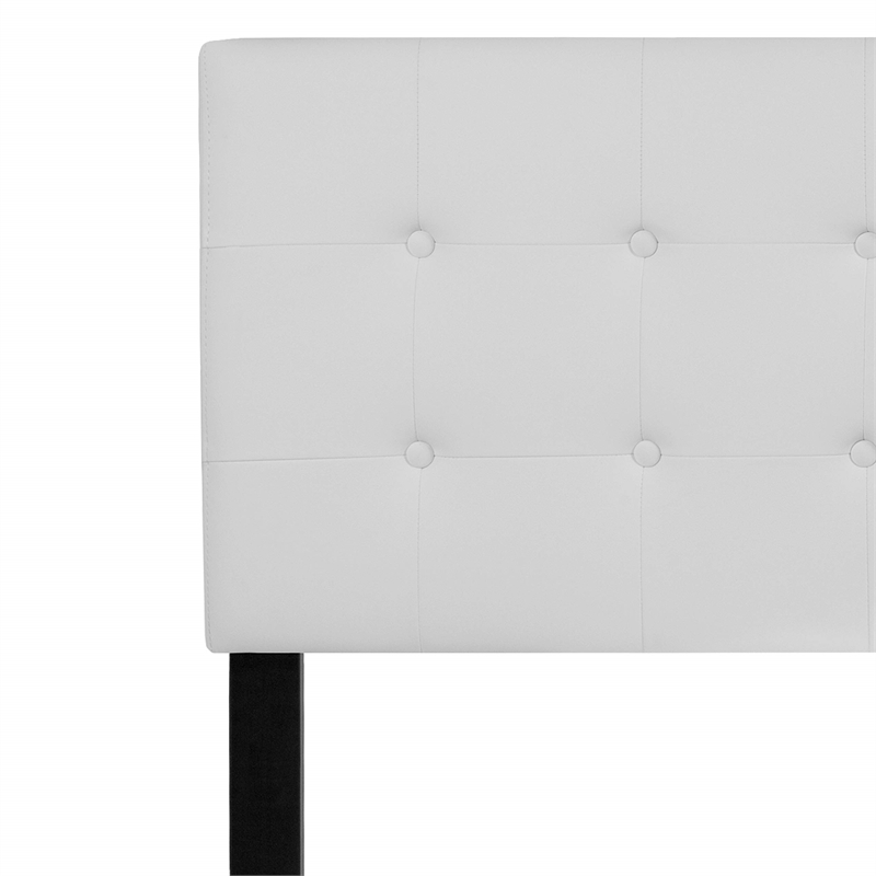 Pemberly Row Contemporary Upholstered Queen Panel Headboard in White