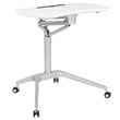 Pemberly Row Contemporary Sit Down and Stand Up Desk in White and Silver