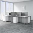 Pemberly Row 4 Person Desk with Storage and Panels in White - Engineered Wood