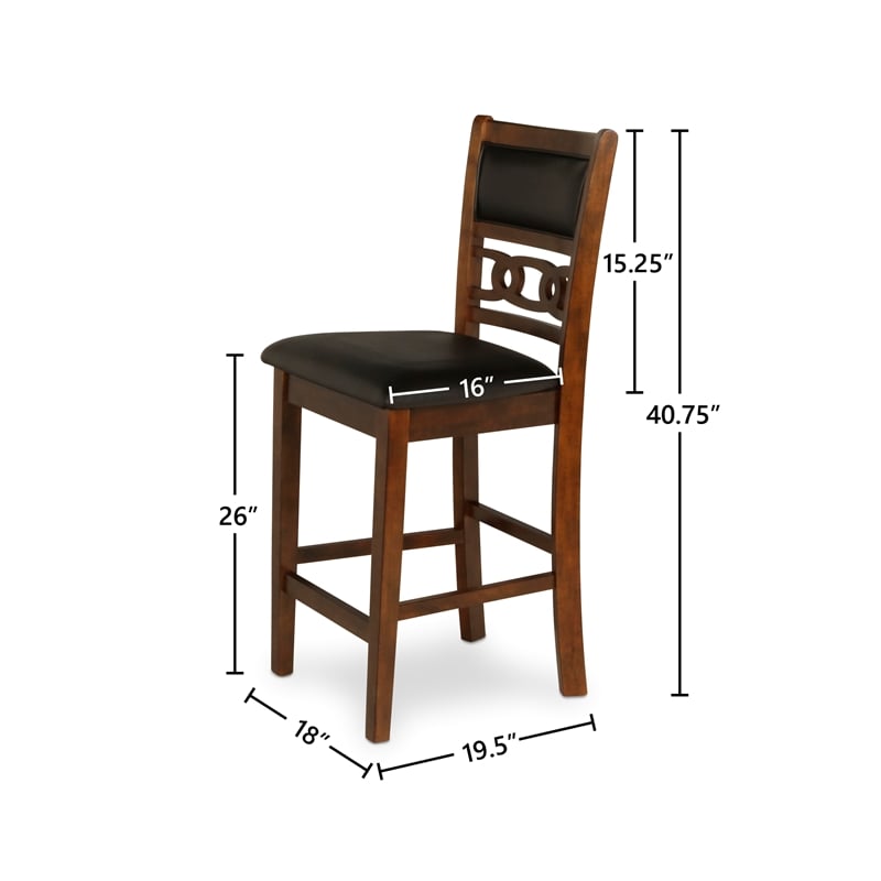 Pemberly Row Contemporary Solid Wood Counter Chair in Brown (Set of 6)