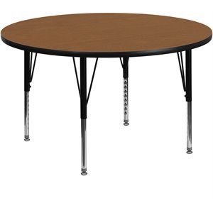 Pemberly Row 26&quot x 42&quot Round Thermal Fused Laminate Top Activity Table in Oak