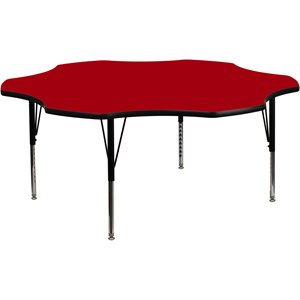 Pemberly Row 26&quot x 60&quot Flower Thermal Fused Top Activity Table in Red