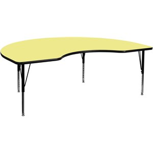 Pemberly Row 26&quot x 72&quot Kidney Thermal Fused Top Activity Table in Yellow
