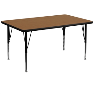 Pemberly Row 26&quot x 72&quot x 36&quot Thermal Fused Laminate Top Activity Table in Oak
