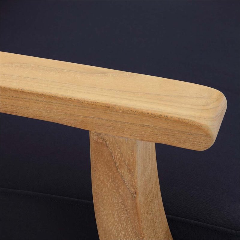 Pemberly Row Modern Wood Outdoor Teak Armchair in Natural/Navy