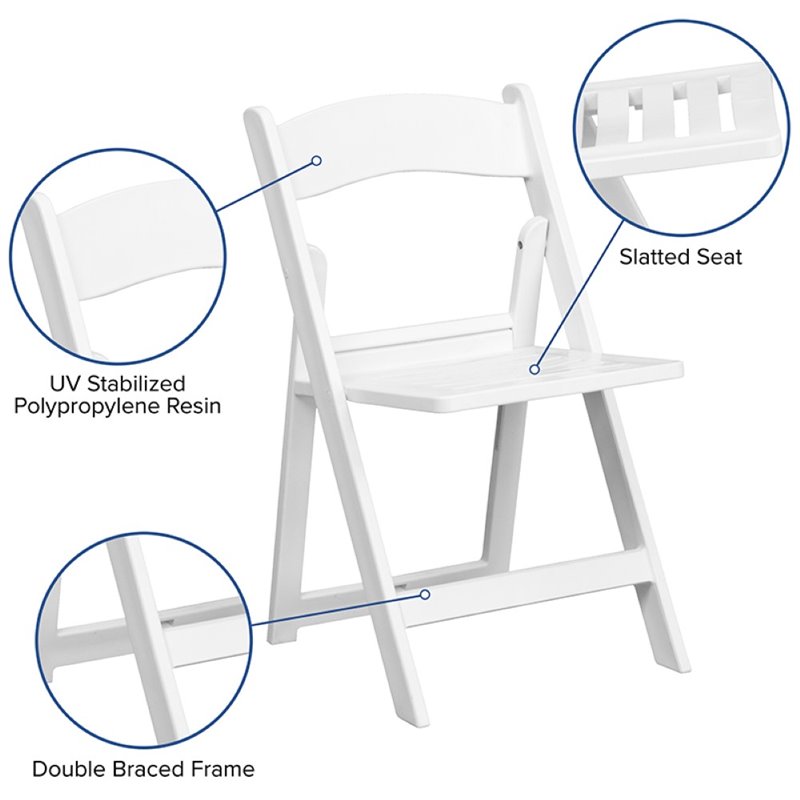 Pemberly Row Contemporary Resin Folding Chair in White (Set of 2)