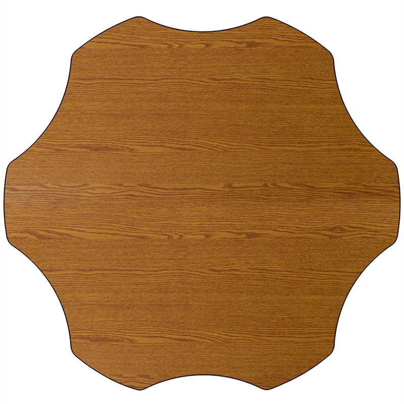 Pemberly Row Flower-Shaped Thermal Fused Top Mobile Activity Table in Oak