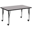 Pemberly Row Rectangular Thermal Fused Top Mobile Activity Table in Gray