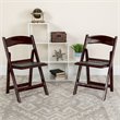 Pemberly Row Vinyl Padded Seat Folding Chair in Mahogany (Set of 2)