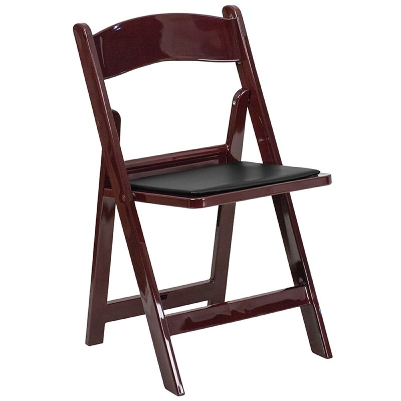 Pemberly Row Vinyl Padded Seat Folding Chair in Mahogany (Set of 2)