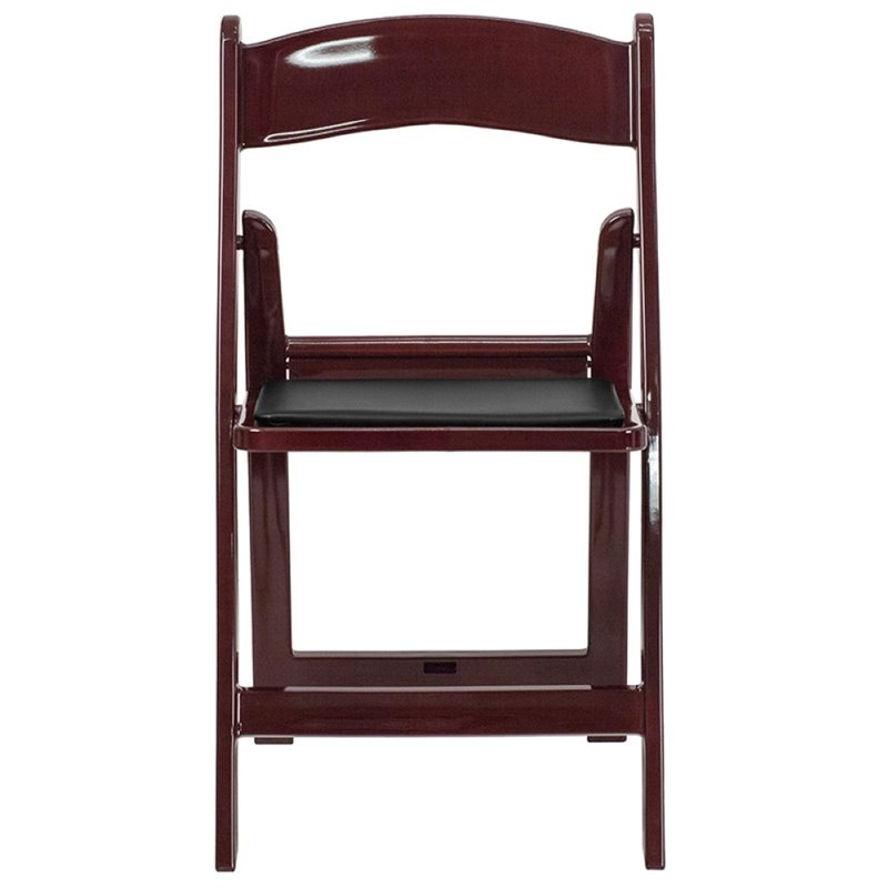 Pemberly Row Vinyl Padded Seat Folding Chair in Mahogany (Set of 2)