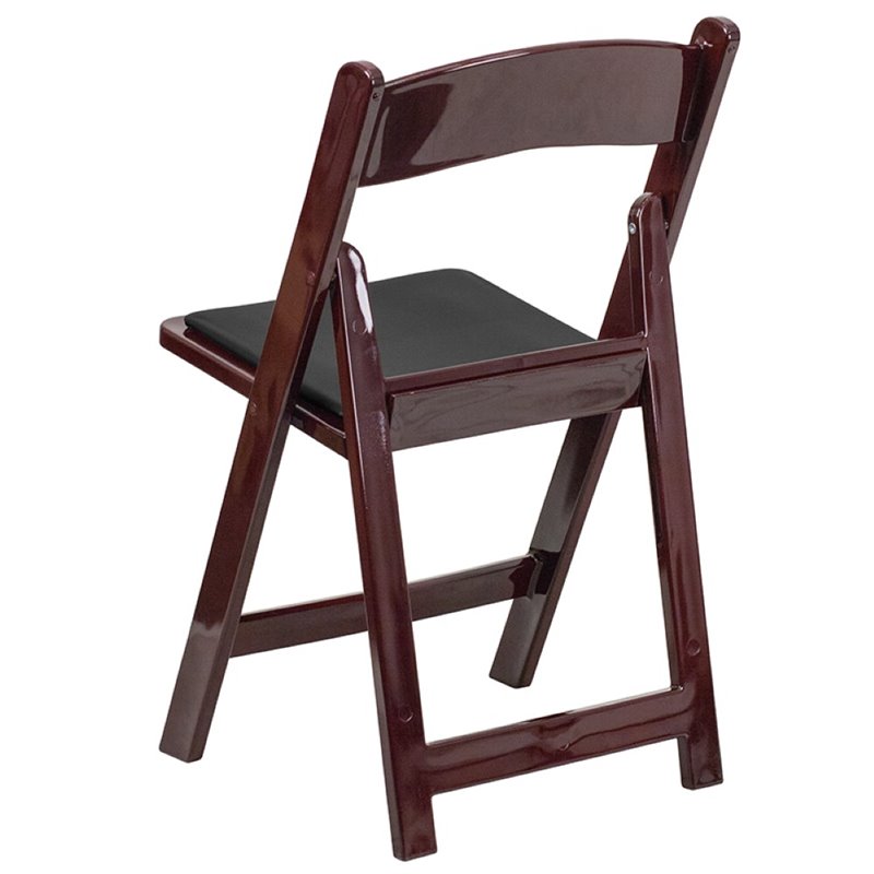 Pemberly Row Vinyl Padded Seat Folding Chair in Mahogany (Set of 2)