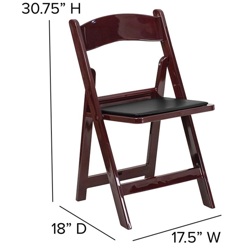 Pemberly Row Vinyl Padded Seat Folding Chair in Mahogany (Set of 2)