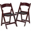 Pemberly Row Vinyl Padded Seat Folding Chair in Mahogany (Set of 2)