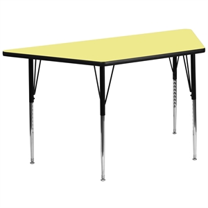 Pemberly Row 31&quot x 58&quot Trapezoid Thermal Fused Top Activity Table in Yellow