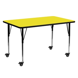 Pemberly Row Rectangular High Pressure Top Mobile Activity Table in Yellow