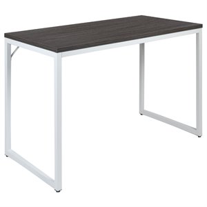 Pemberly Row 47&quot Industrial Wood Top Writing Desk in Rustic Gray