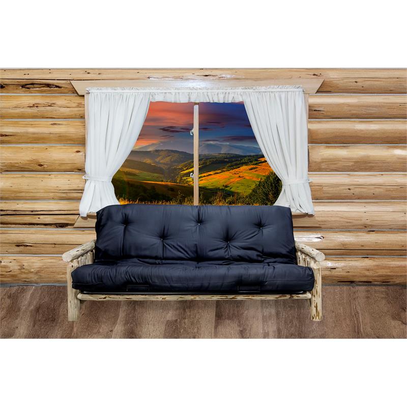 Pemberly Row Hand-Crafted Transitional Wood Futon Frame in Natural