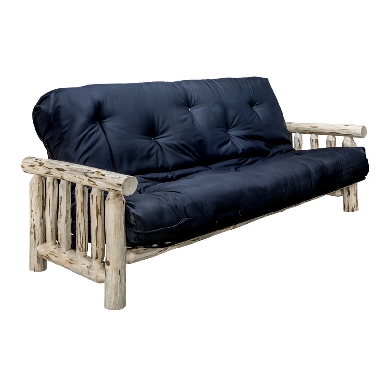 Pemberly Row Hand-Crafted Transitional Wood Futon Frame in Natural