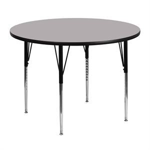Pemberly Row 31&quot x 48&quot Round Thermal Fused Top Activity Table in Gray