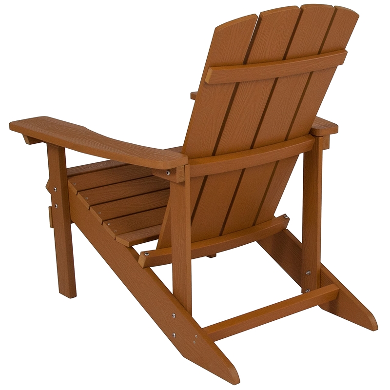 Pemberly Row Contemporary Faux Wood Adirondack Chair In Teak