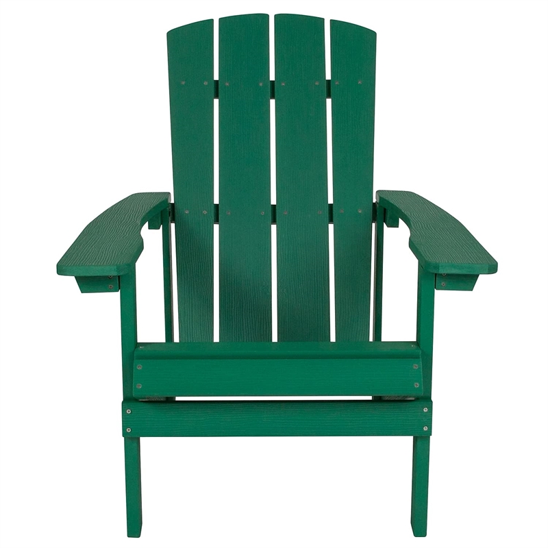 Pemberly Row Contemporary Faux Wood Adirondack Chair In Green