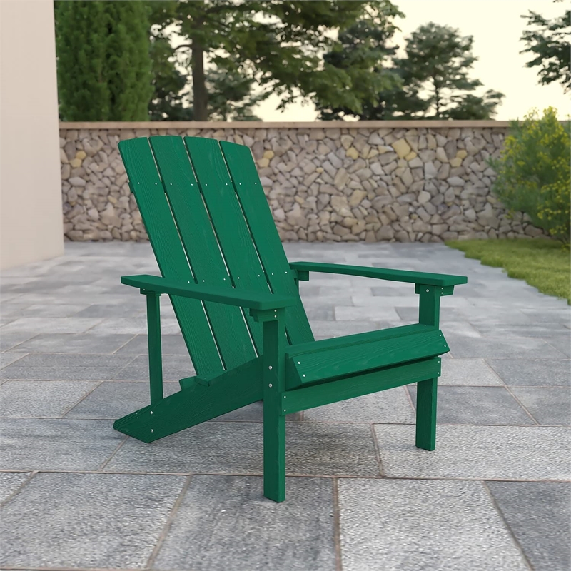Pemberly Row Contemporary Faux Wood Adirondack Chair In Green