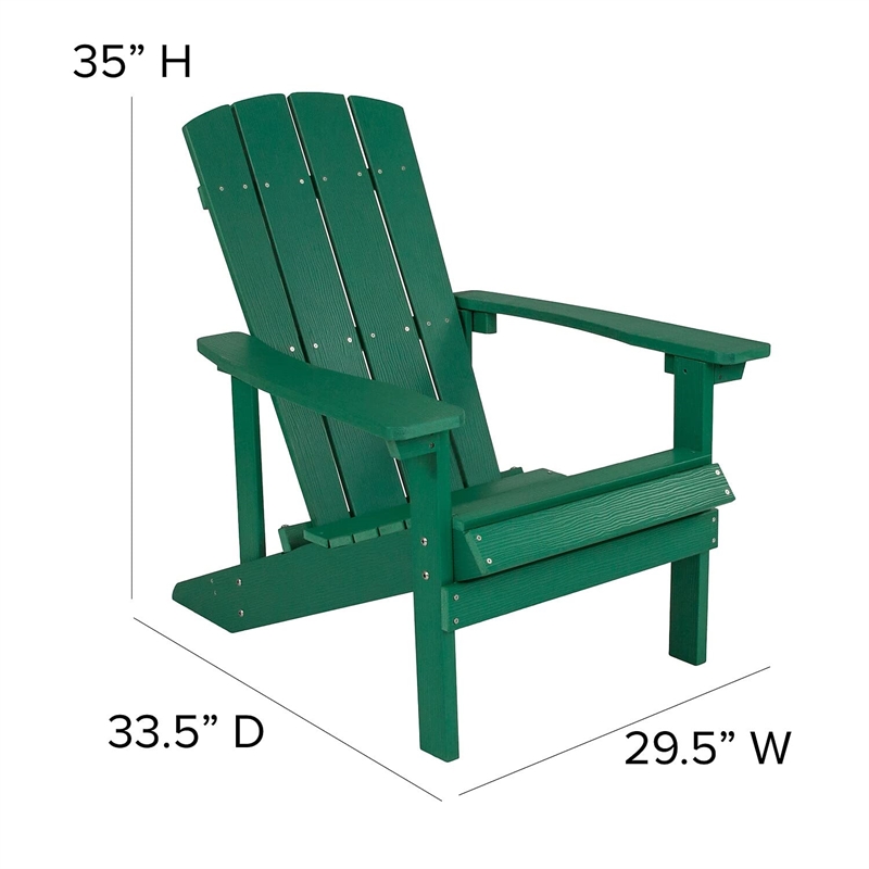 Pemberly Row Contemporary Faux Wood Adirondack Chair In Green