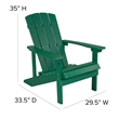 Pemberly Row Contemporary Faux Wood Adirondack Chair In Green
