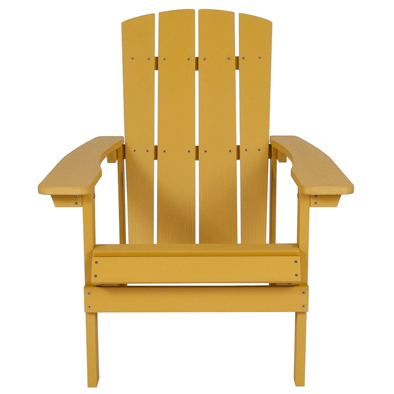 Pemberly Row Contemporary Faux Wood Adirondack Chair In Yellow