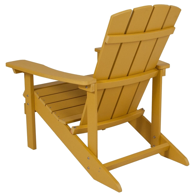 Pemberly Row Contemporary Faux Wood Adirondack Chair In Yellow
