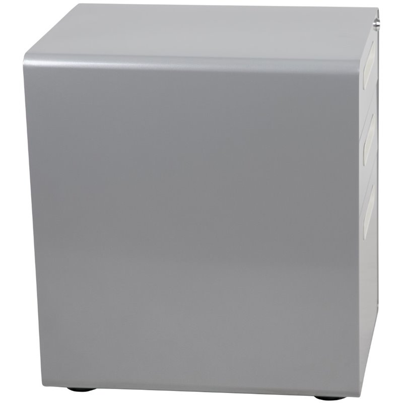 Pemberly Row Contemporary 3 Drawer Mobile File Cabinet in Gray