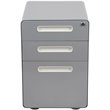 Pemberly Row Contemporary 3 Drawer Mobile File Cabinet in Gray