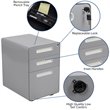 Pemberly Row Contemporary 3 Drawer Mobile File Cabinet in Gray