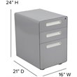 Pemberly Row Contemporary 3 Drawer Mobile File Cabinet in Gray