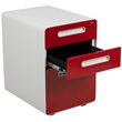 Pemberly Row 3 Drawer Modern Mobile File Cabinet in White and Red