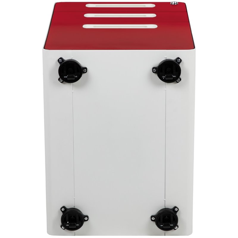Pemberly Row 3 Drawer Modern Mobile File Cabinet in White and Red