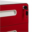 Pemberly Row 3 Drawer Modern Mobile File Cabinet in White and Red