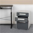 Pemberly Row 3 Drawer Modern Mobile File Cabinet in White and Charcoal