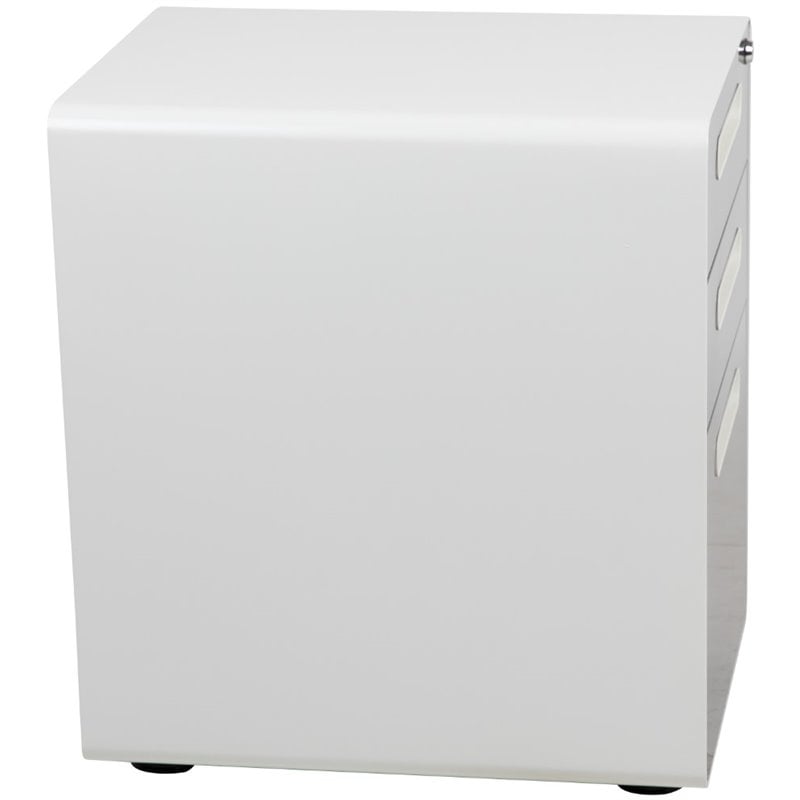 Pemberly Row 3 Drawer Modern Mobile File Cabinet in White and Charcoal