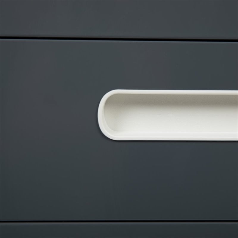 Pemberly Row 3 Drawer Modern Mobile File Cabinet in White and Charcoal
