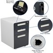 Pemberly Row 3 Drawer Modern Mobile File Cabinet in White and Charcoal