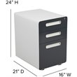 Pemberly Row 3 Drawer Modern Mobile File Cabinet in White and Charcoal