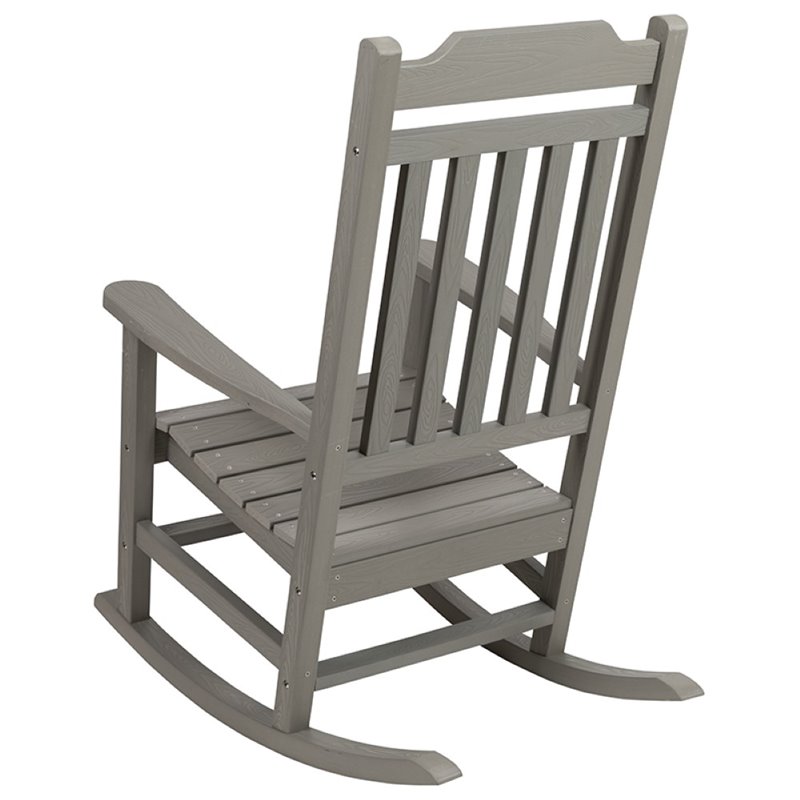 Pemberly Row Contemporary All-Weather Poly Resin Rocking Chair in Gray